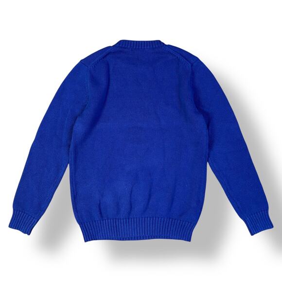 Crown & Ivy Boys Blue Intarsia Santa Dog Christmas Crew Neck Sweater Size S - Picture 5 of 7